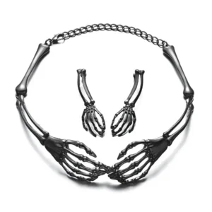 Skeleton Hand Gothic Earring Necklace Set (6) - Lunar Hex Co | Gothic Jewelry & Dark Accessories