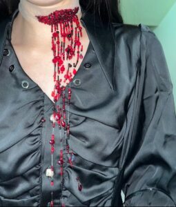Gothic Red Bead Dark Romantic Choker photo review