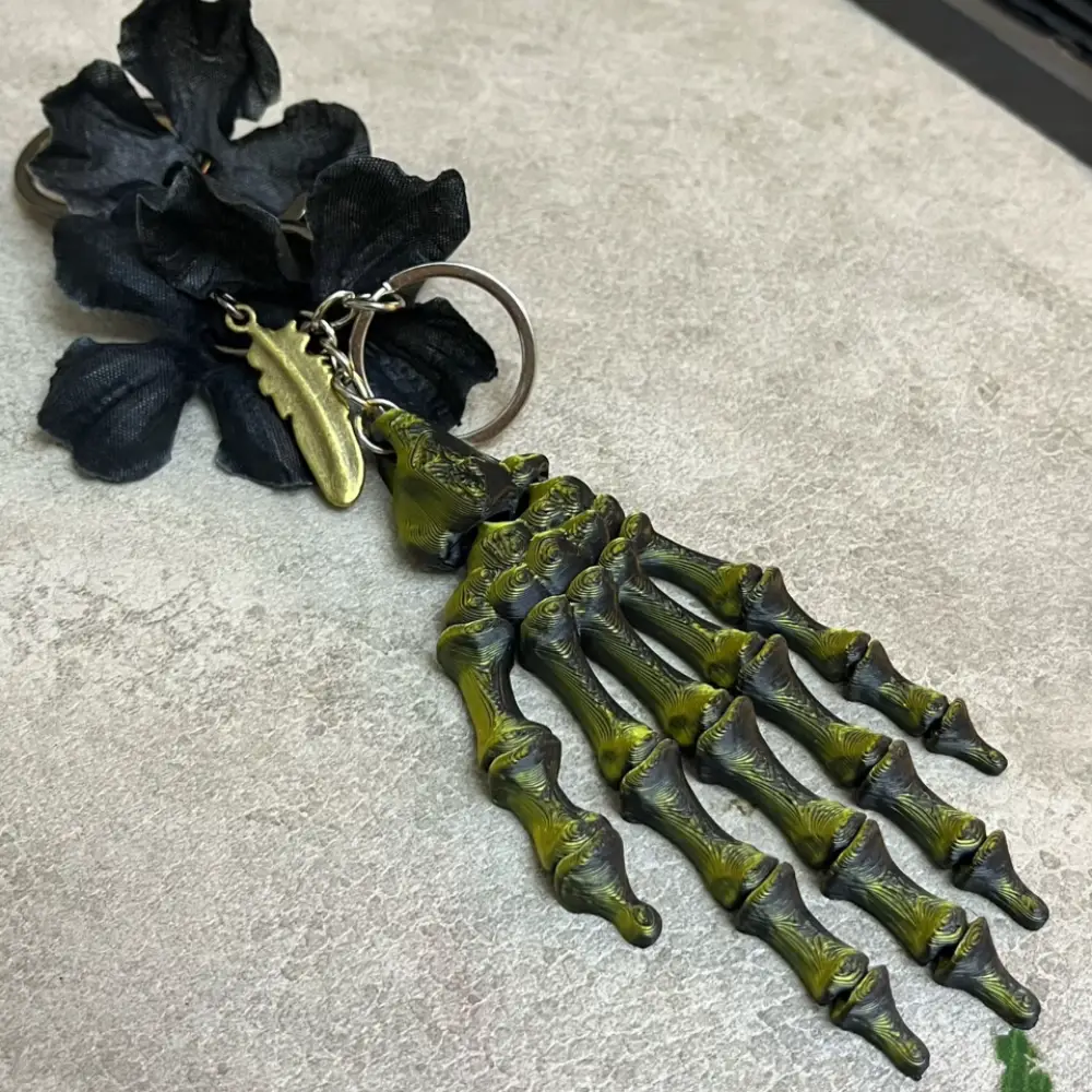 Skeletal Hand Decayed Nether Dark Deathcore Gothic Keychain Charm 12 - Lunar Hex Co | Gothic Jewelry & Dark Accessories