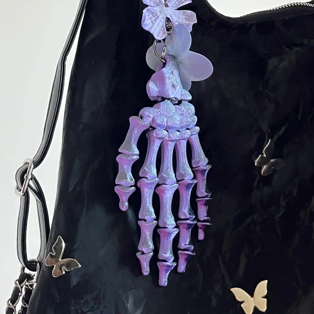 Skeletal Hand Decayed Nether Dark Deathcore Gothic Keychain Charm 2 - Lunar Hex Co | Gothic Jewelry & Dark Accessories