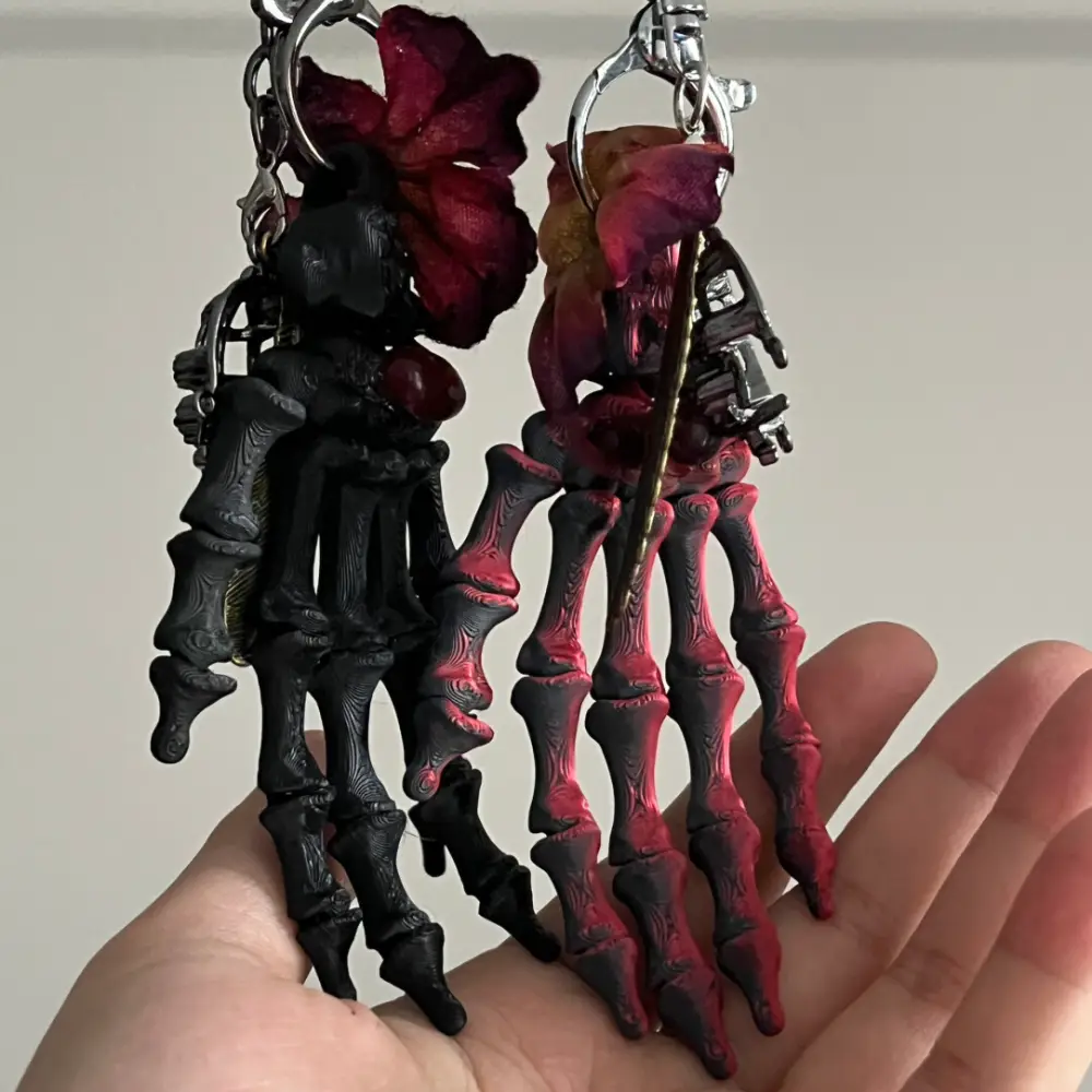 Skeletal Hand Decayed Nether Dark Deathcore Gothic Keychain Charm 7 - Lunar Hex Co | Gothic Jewelry & Dark Accessories