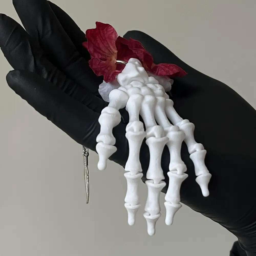 Skeletal Hand Decayed Nether Dark Deathcore Gothic Keychain Charm 8 - Lunar Hex Co | Gothic Jewelry & Dark Accessories