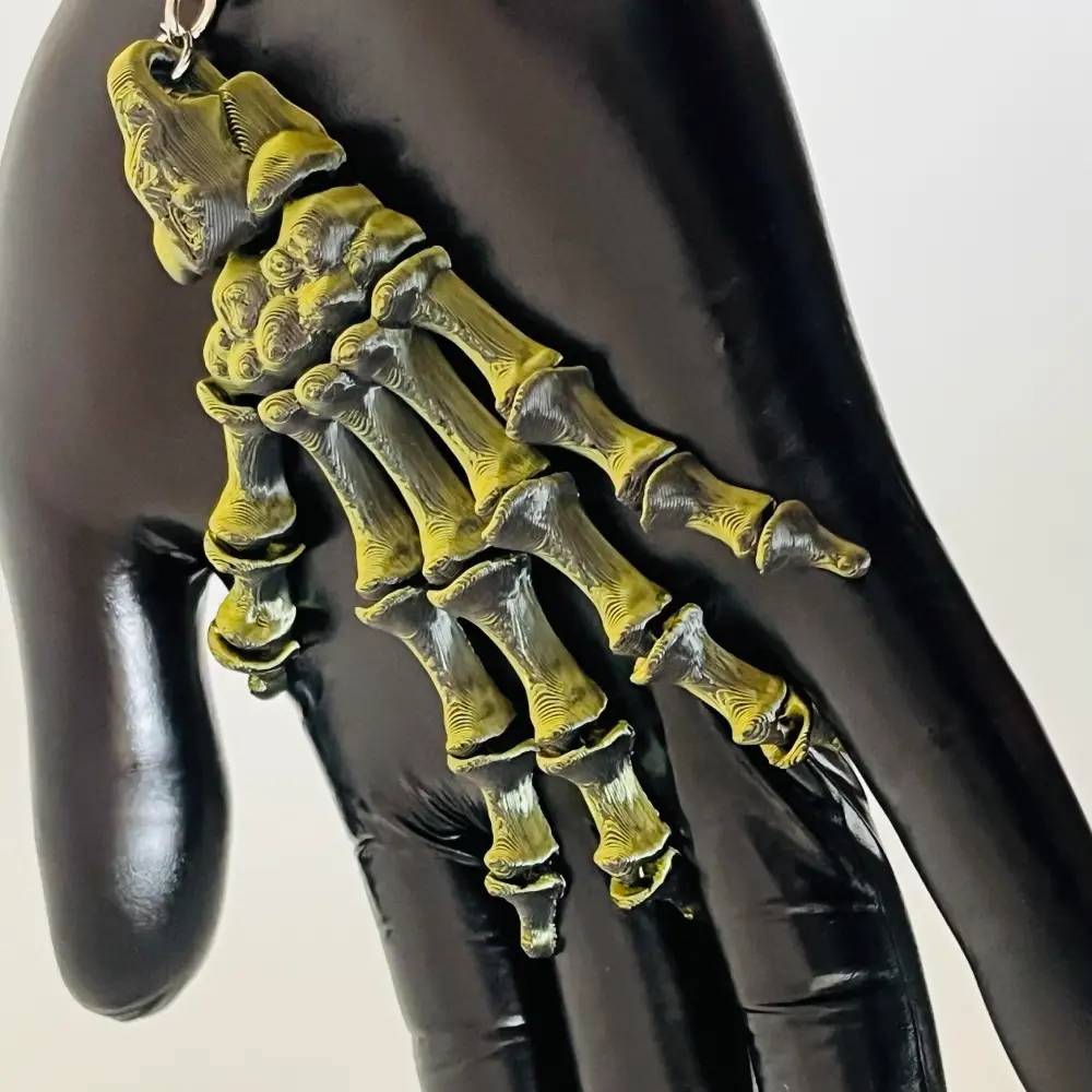 Skeletal Hand Decayed Nether Dark Deathcore Gothic Keychain Charm 9 - Lunar Hex Co | Gothic Jewelry & Dark Accessories