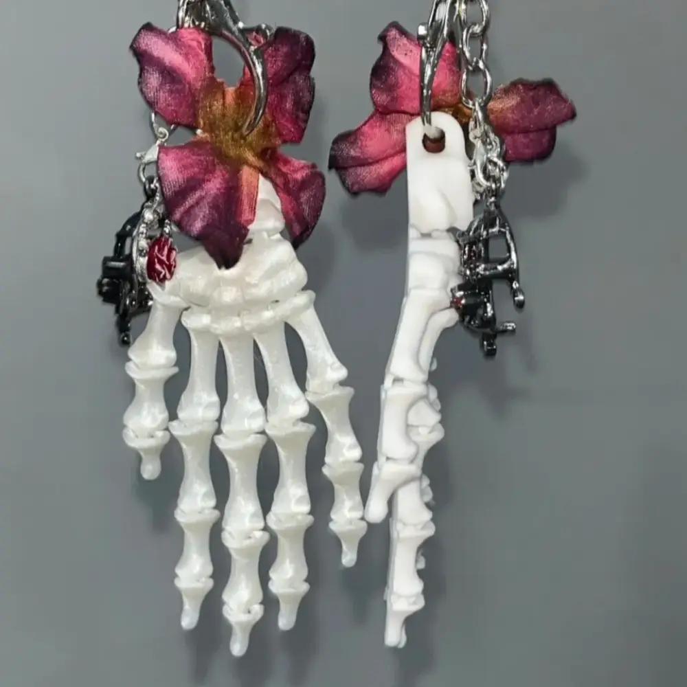 Skeletal Hand Decayed Nether Dark Deathcore Gothic Keychain Charm - Lunar Hex Co | Gothic Jewelry & Dark Accessories